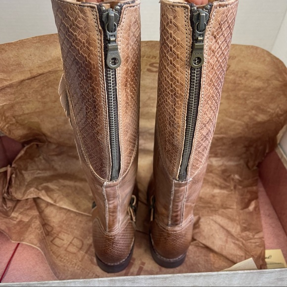 Bed Stu Women’s Glaye Leather Distressed Riding Boots Tan Rustic Size 6 - Picture 5 of 8